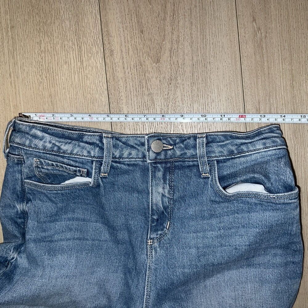 L'AGENCE Tiana High Waist Raw Hem Wide Leg Jeans sz 26 Tall Blue Momcore Casual - Picture 4 of 10